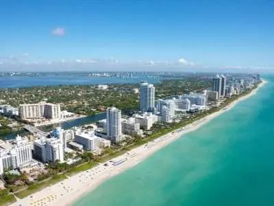 Aerial view of buildings near beach in Florida